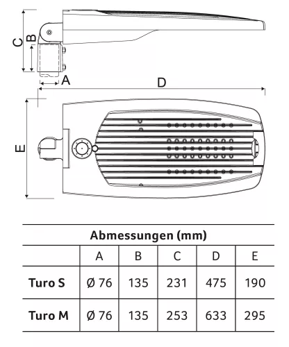 Abalight LED-Mastauf-/ansatzleuchte TURO-S-50-740-ST