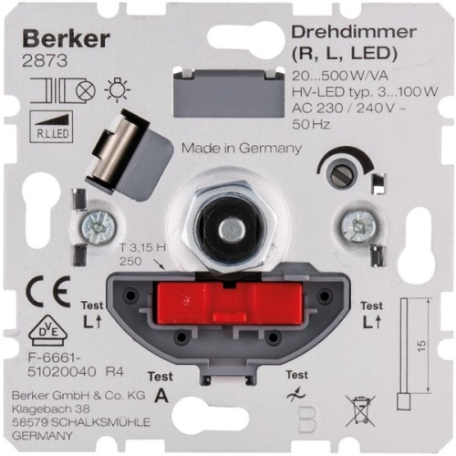 BERKER Drehdimmer 286610 20-500W Dreh-Dimmer-Einsatz 2866-10 