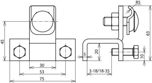Dehn Anschlussklemme für Stahlträger senkrecht 3-18 mm St/tZn 