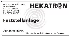 Hekatron Vertriebs Abnahmeschild FSA 3740888