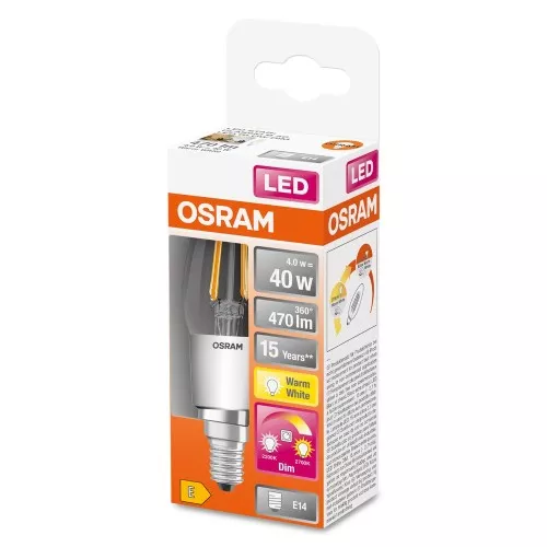 OSRAM LAMPE LED-Kerzenlampe E14 LEDSCLB40GD4W827FE14