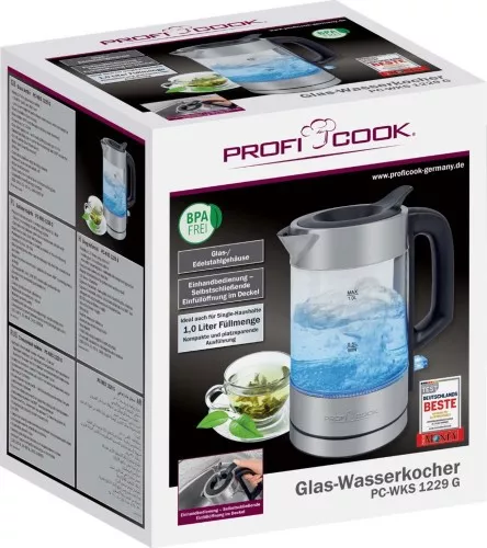 PROFI COOK Glas-Wasserkocher PC-WKS 1229 G inox