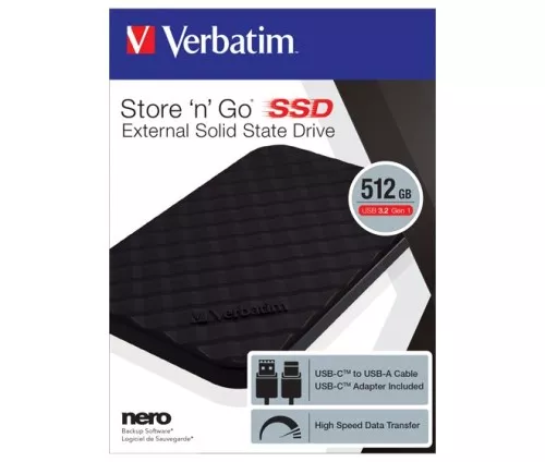 Verbatim SSD 512GB USB 3.2 Typ A-C VERBATIM 53250