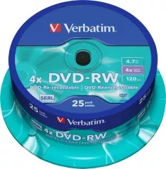 Verbatim DVD-RW 4.7GB/120Min/4x VERBATIM 43639(VE25)